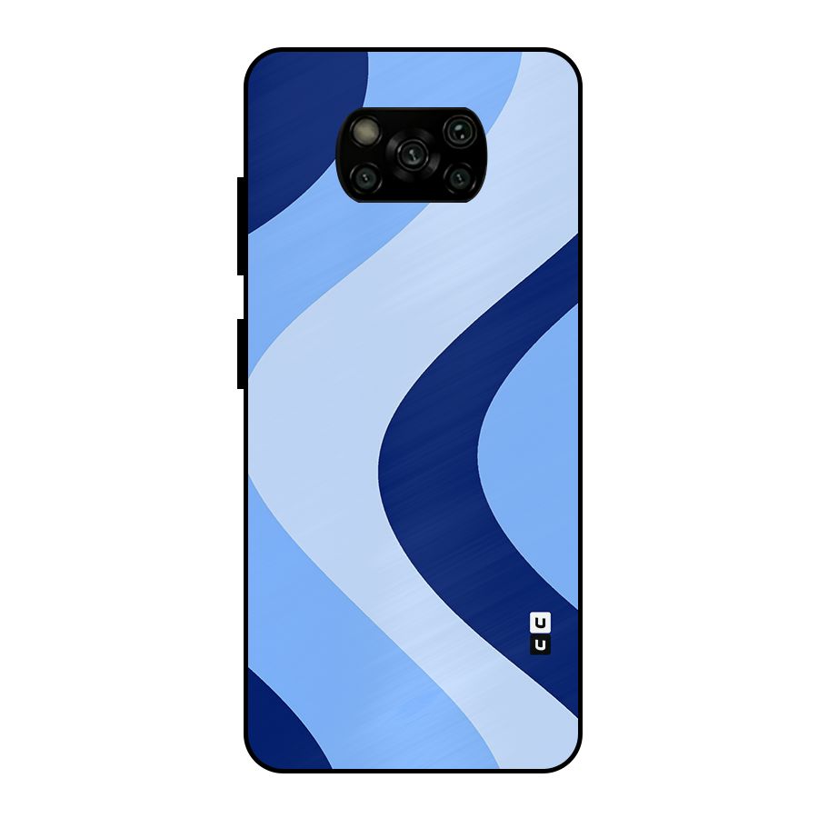 Blue Shade Curves Metal Back Case for Poco X3