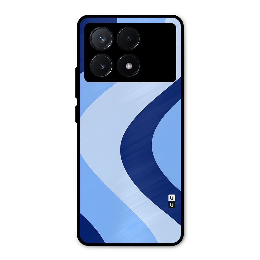 Blue Shade Curves Metal Back Case for Poco X6 Pro