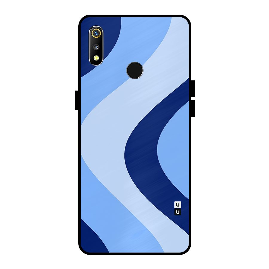 Blue Shade Curves Metal Back Case for Realme 3i