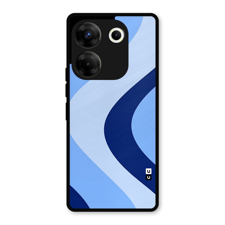 Blue Shade Curves Metal Back Case for Tecno Camon 20 Pro