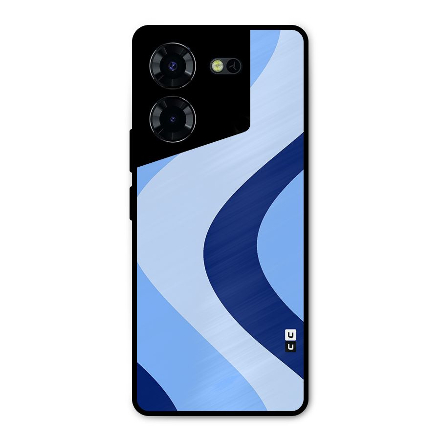 Blue Shade Curves Metal Back Case for Tecno Pova 5 Pro 5G