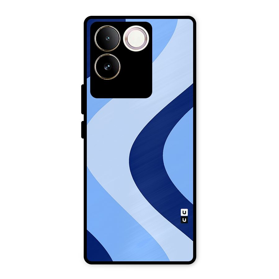 Blue Shade Curves Metal Back Case for Vivo T2 Pro