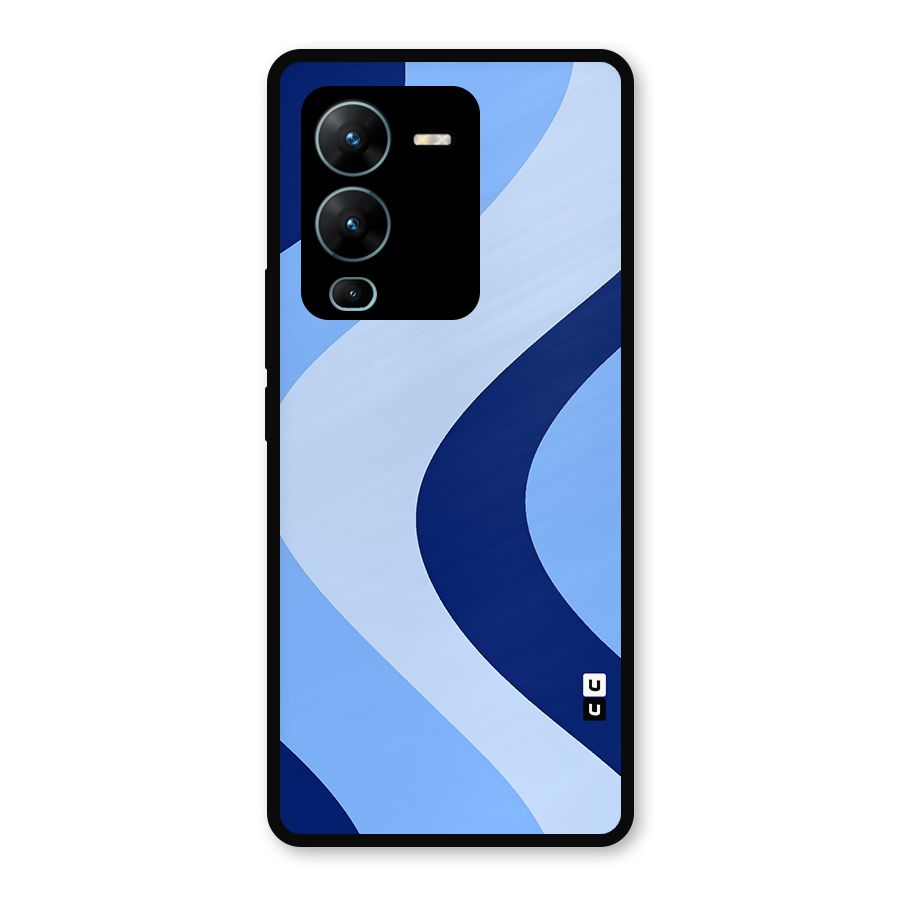 Blue Shade Curves Metal Back Case for Vivo V25 Pro
