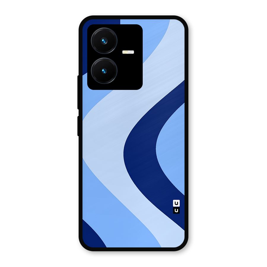 Blue Shade Curves Metal Back Case for Vivo Y22