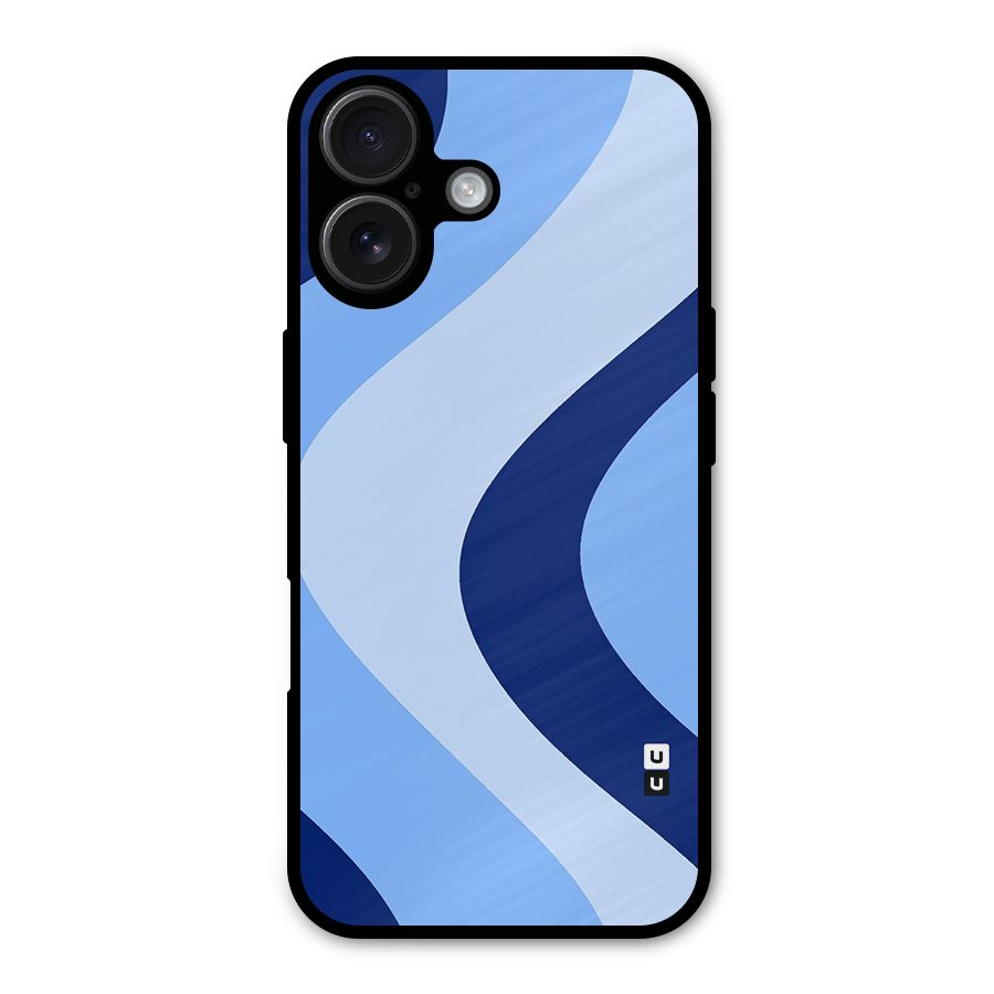 Blue Shade Curves Metal Back Case for iPhone 16
