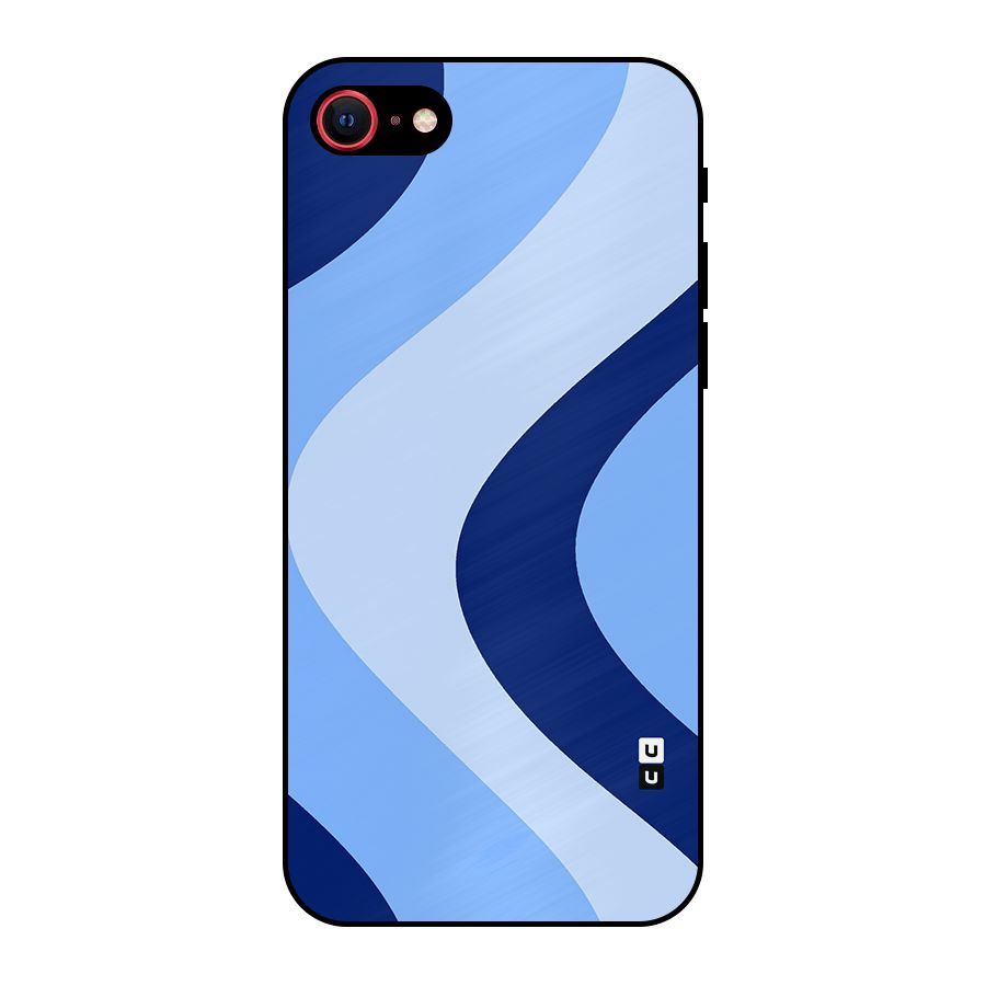 Blue Shade Curves Metal Back Case for iPhone SE 2022