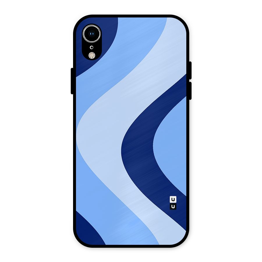 Blue Shade Curves Metal Back Case for iPhone XR
