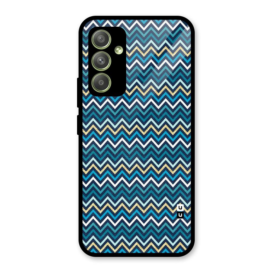 Blue Shades Chevron Pattern Glass Back Case for Galaxy A54