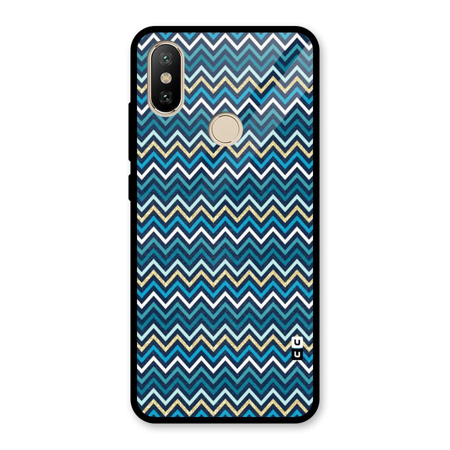 Blue Shades Chevron Pattern Glass Back Case for Redmi A2