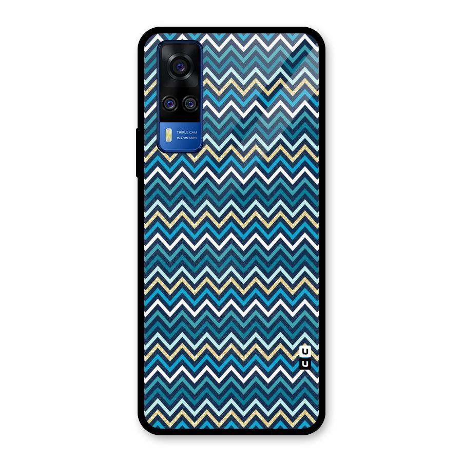 Blue Shades Chevron Pattern Glass Back Case for Vivo Y31