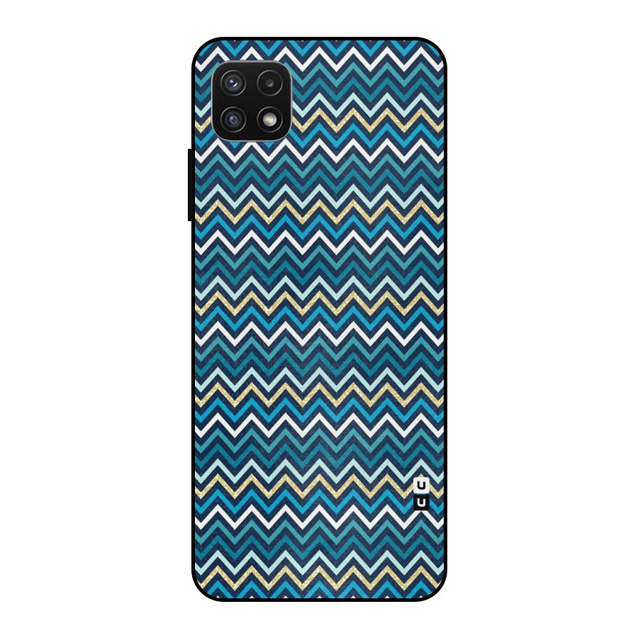 Blue Shades Chevron Pattern Metal Back Case for Galaxy A22 5G