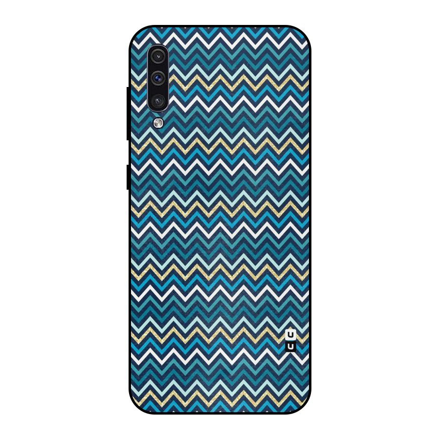 Blue Shades Chevron Pattern Metal Back Case for Galaxy A30s