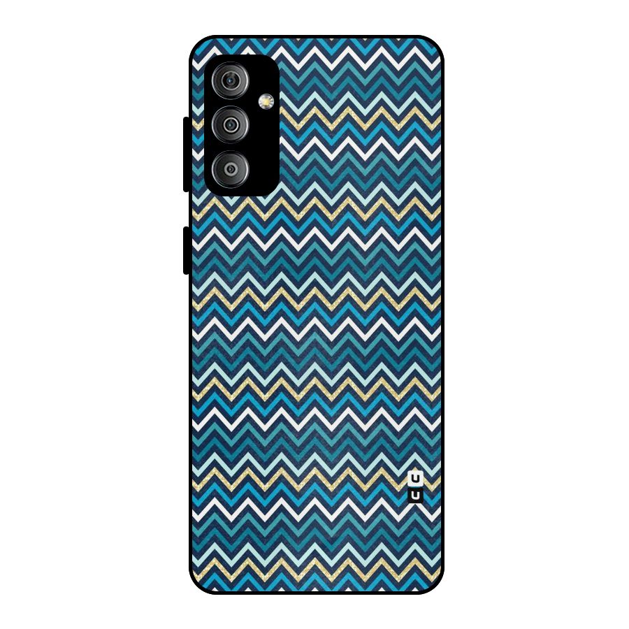 Blue Shades Chevron Pattern Metal Back Case for Galaxy F23