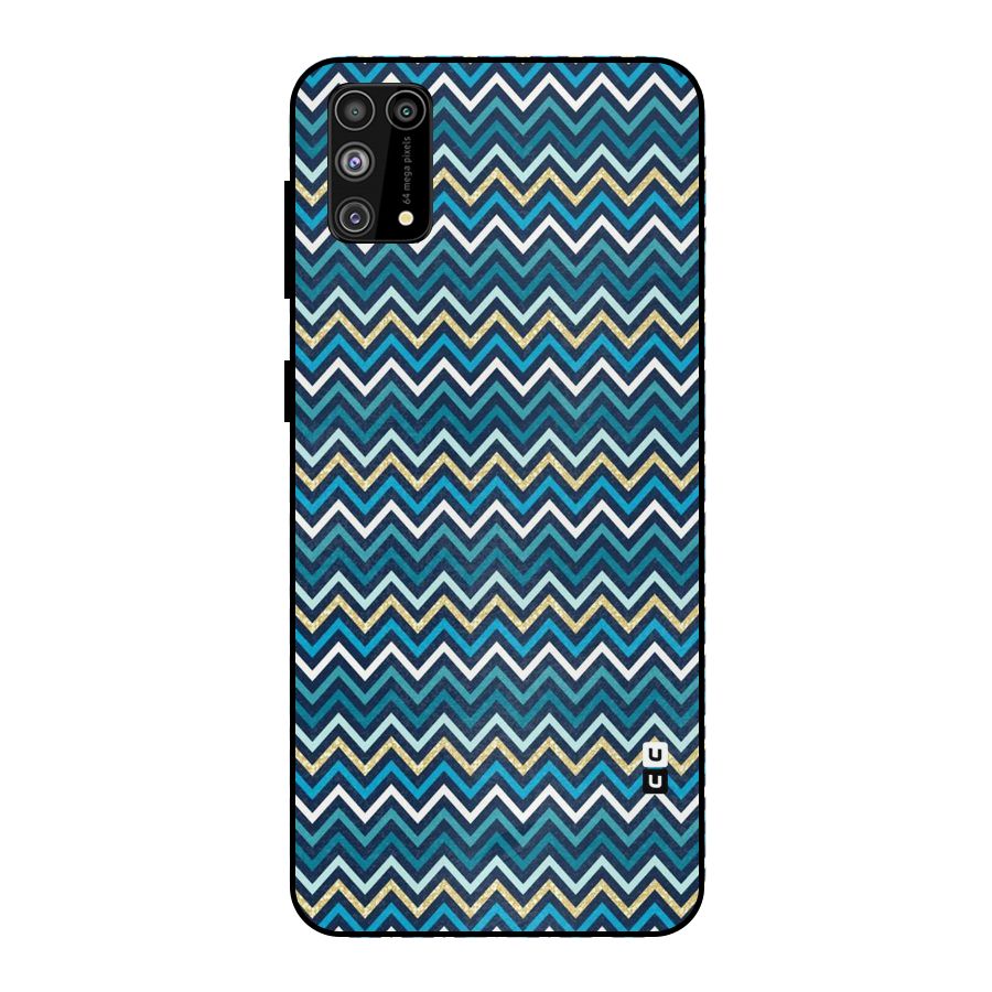 Blue Shades Chevron Pattern Metal Back Case for Galaxy F41