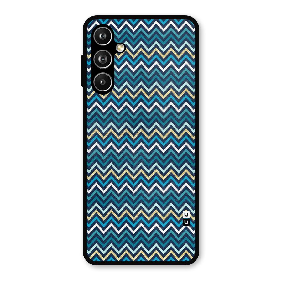 Blue Shades Chevron Pattern Metal Back Case for Galaxy F54