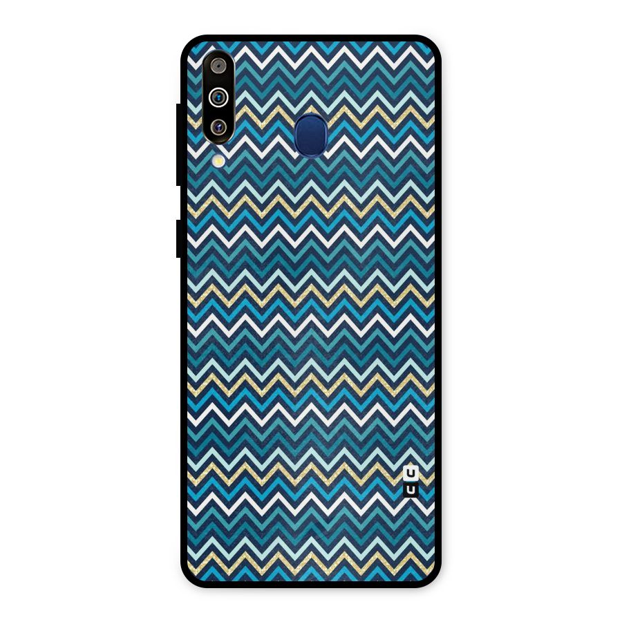 Blue Shades Chevron Pattern Metal Back Case for Galaxy M30