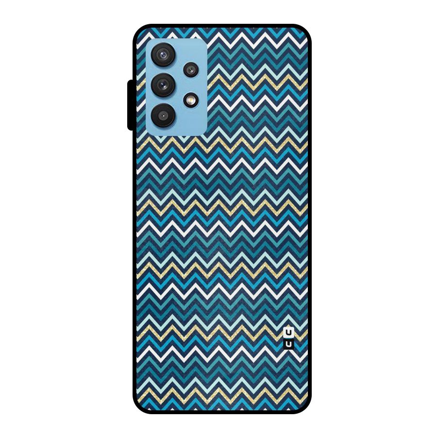 Blue Shades Chevron Pattern Metal Back Case for Galaxy M32 5G