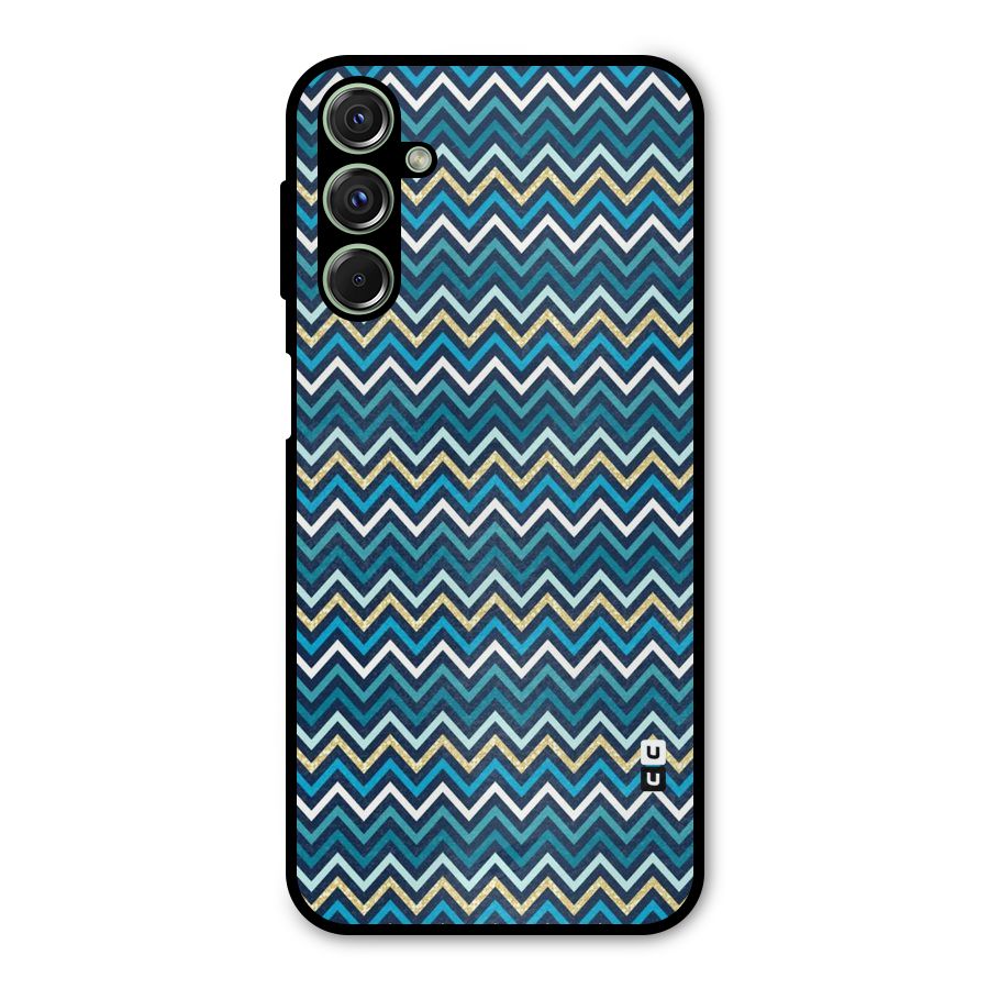 Blue Shades Chevron Pattern Metal Back Case for Galaxy M34