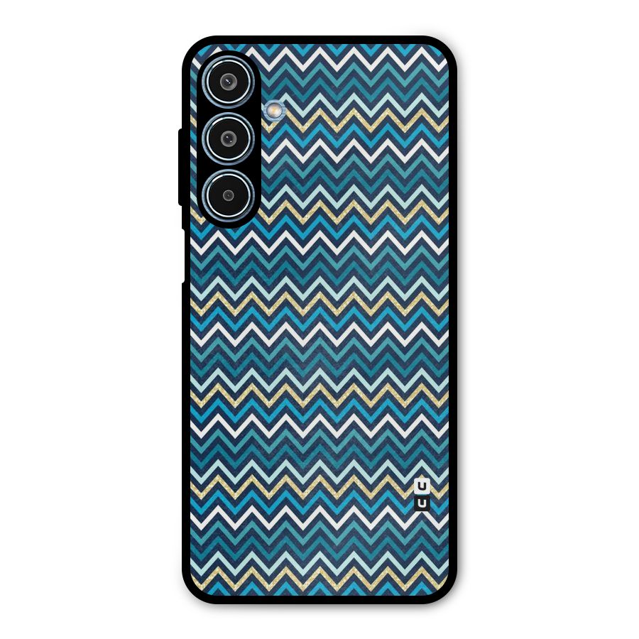 Blue Shades Chevron Pattern Metal Back Case for Galaxy M35