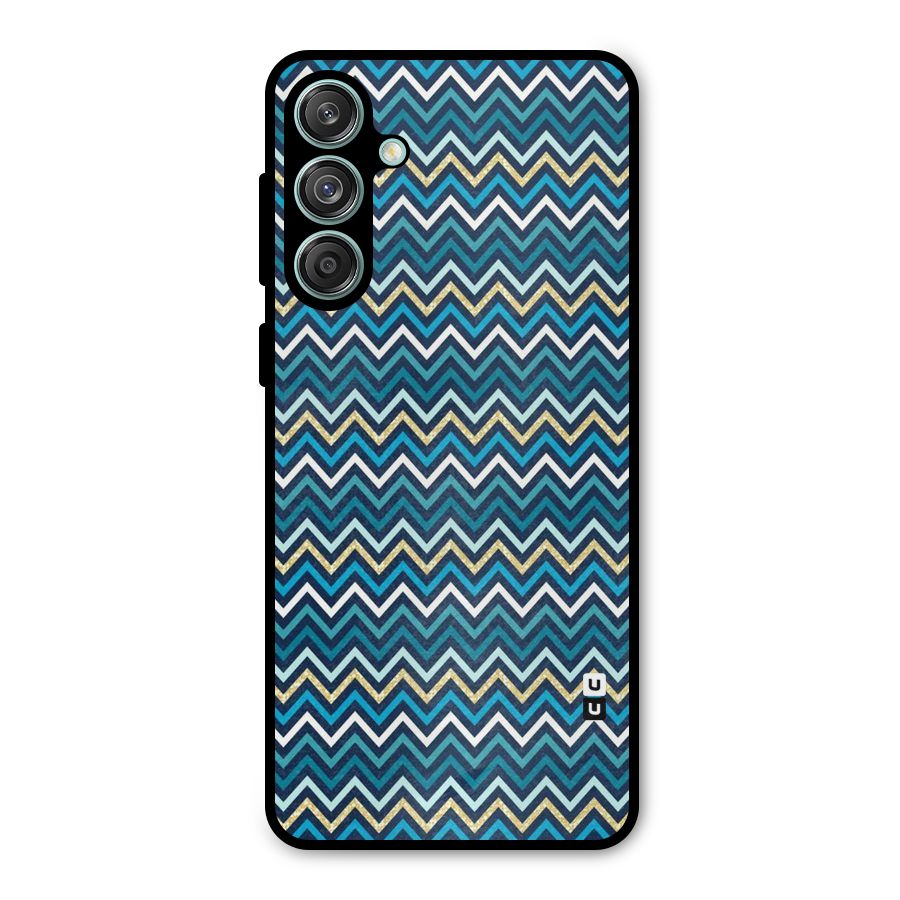 Blue Shades Chevron Pattern Metal Back Case for Galaxy M55 5G
