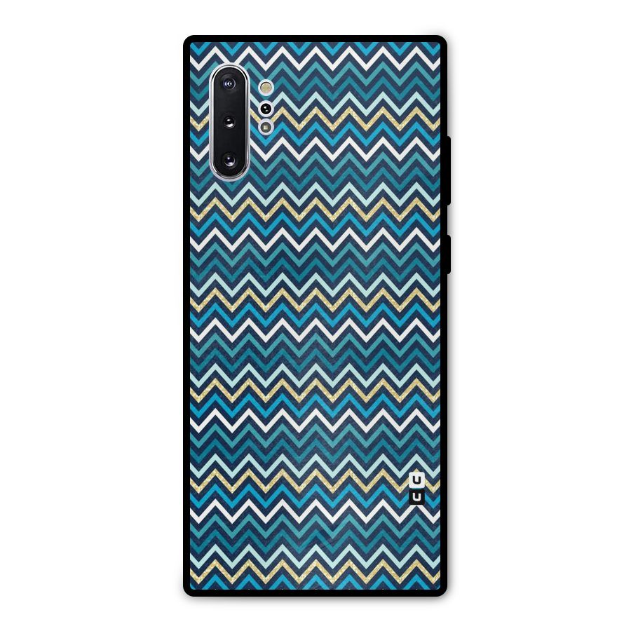 Blue Shades Chevron Pattern Metal Back Case for Galaxy Note 10 Plus