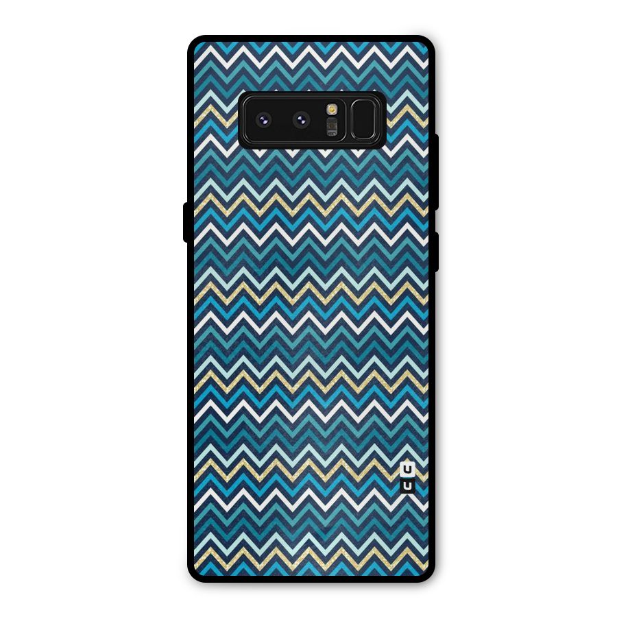 Blue Shades Chevron Pattern Metal Back Case for Galaxy Note 8