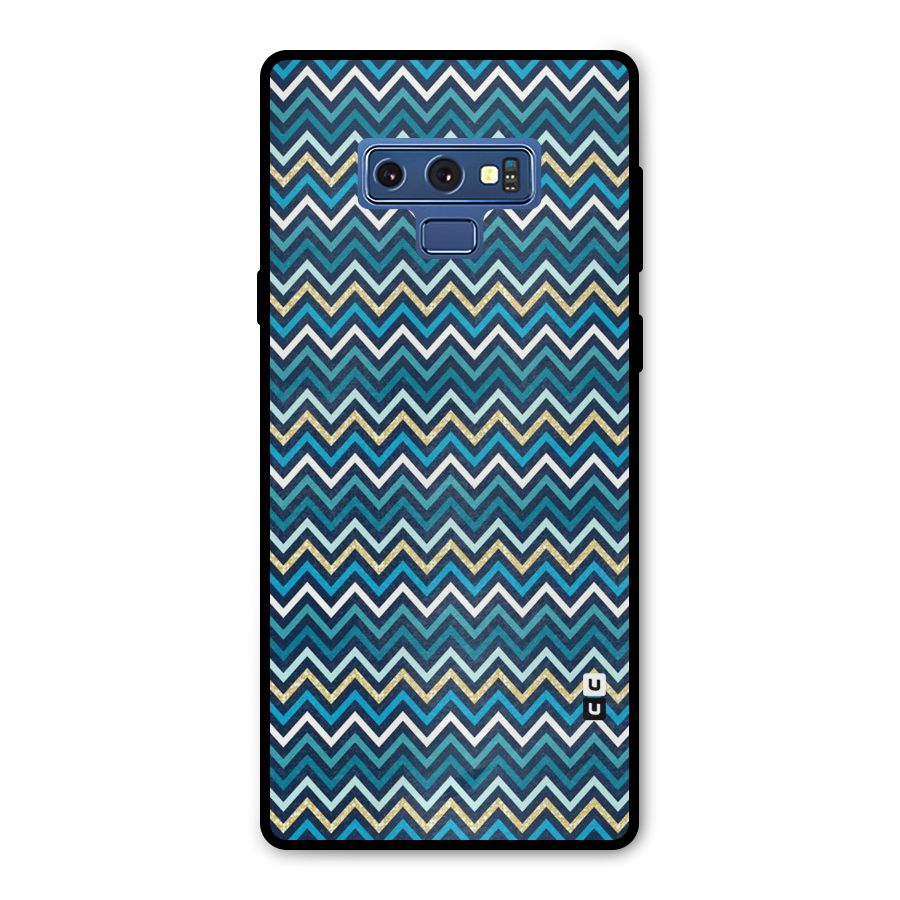 Blue Shades Chevron Pattern Metal Back Case for Galaxy Note 9