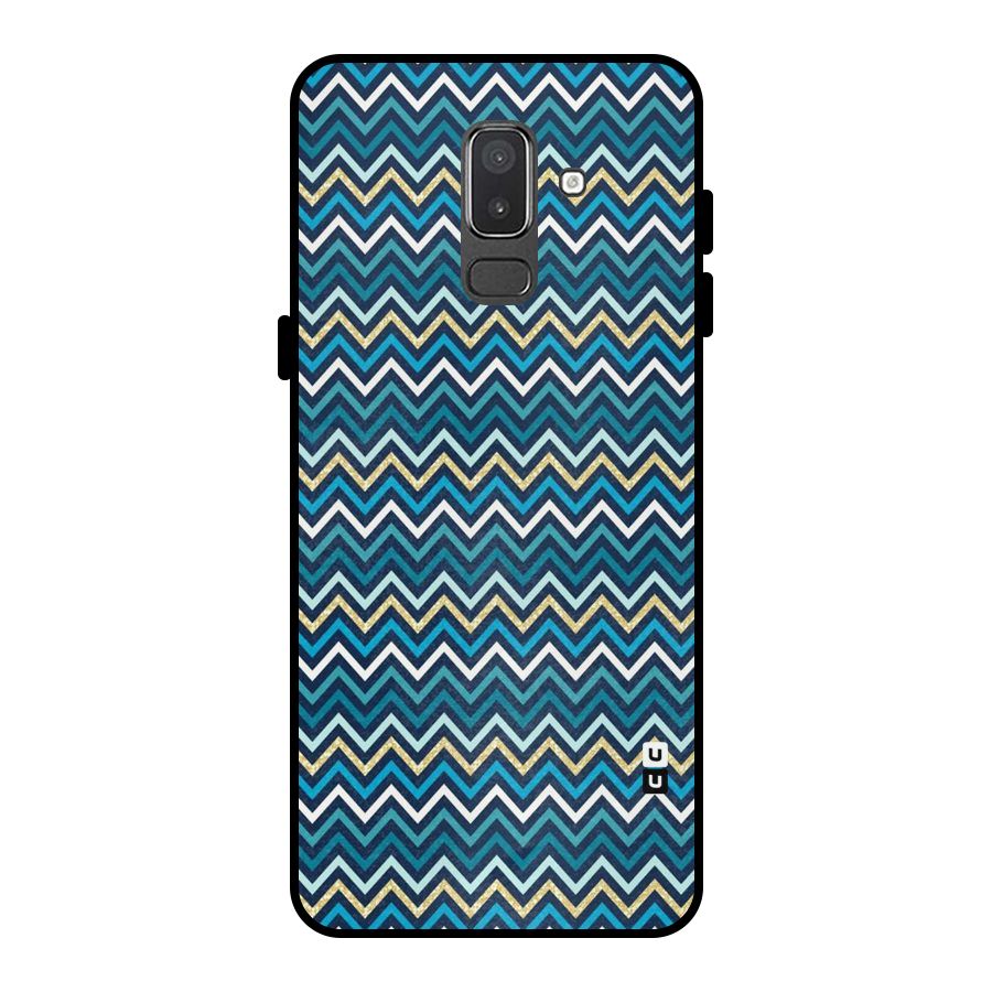 Blue Shades Chevron Pattern Metal Back Case for Galaxy On8 (2018)