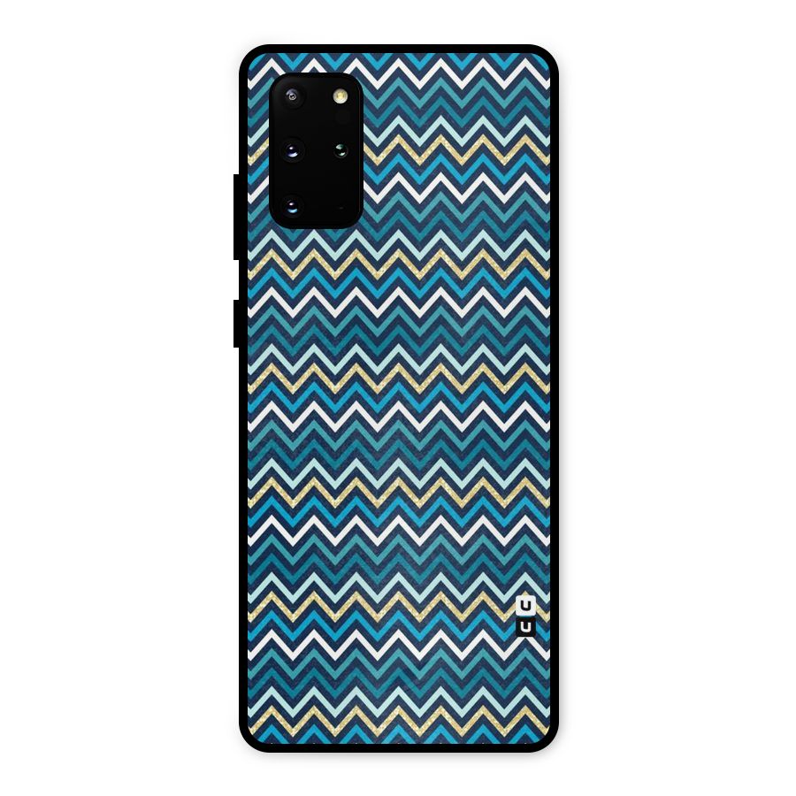 Blue Shades Chevron Pattern Metal Back Case for Galaxy S20 Plus