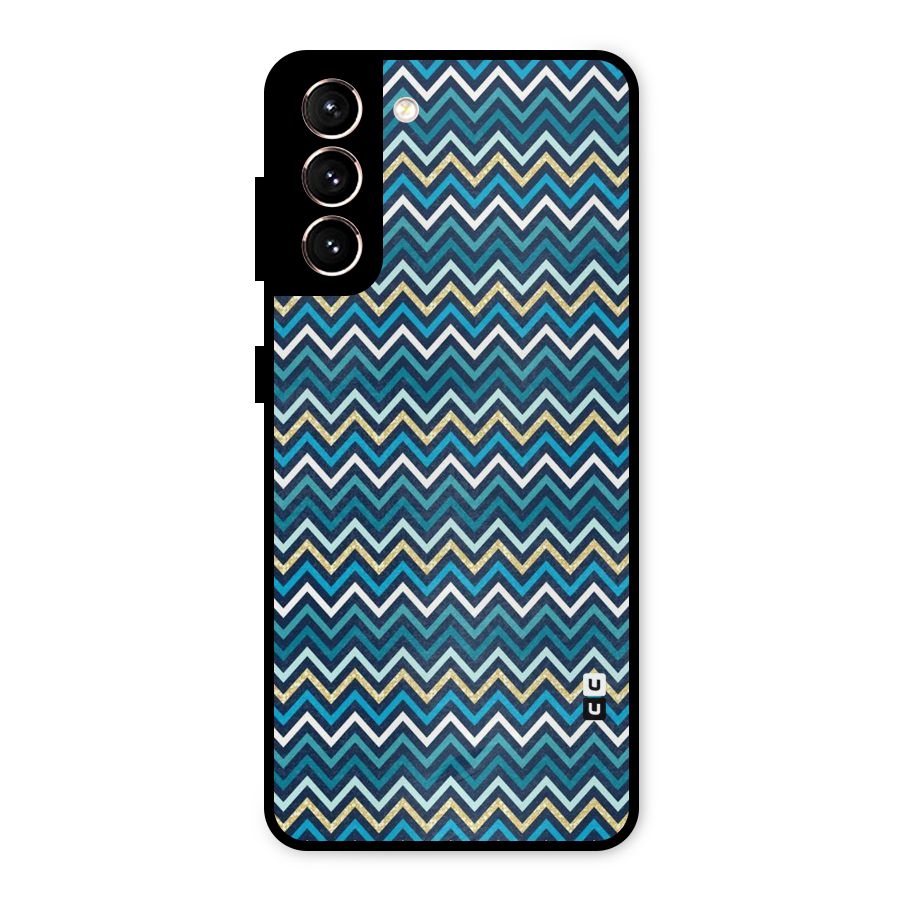 Blue Shades Chevron Pattern Metal Back Case for Galaxy S21 5G