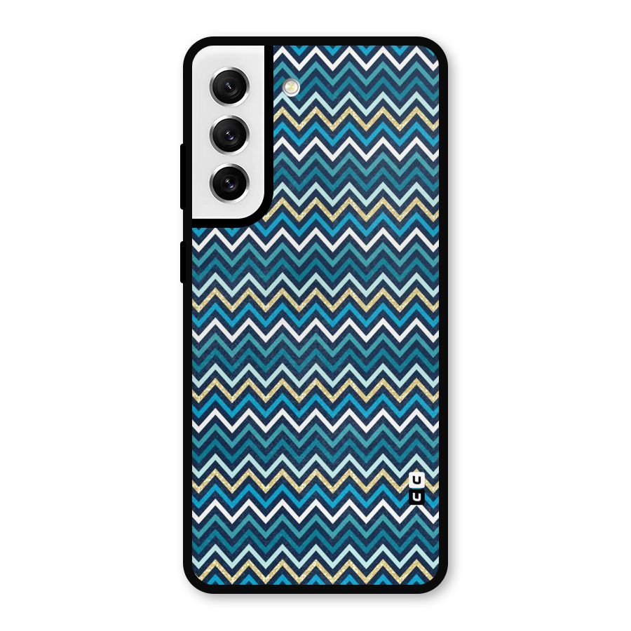 Blue Shades Chevron Pattern Metal Back Case for Galaxy S21 FE 5G