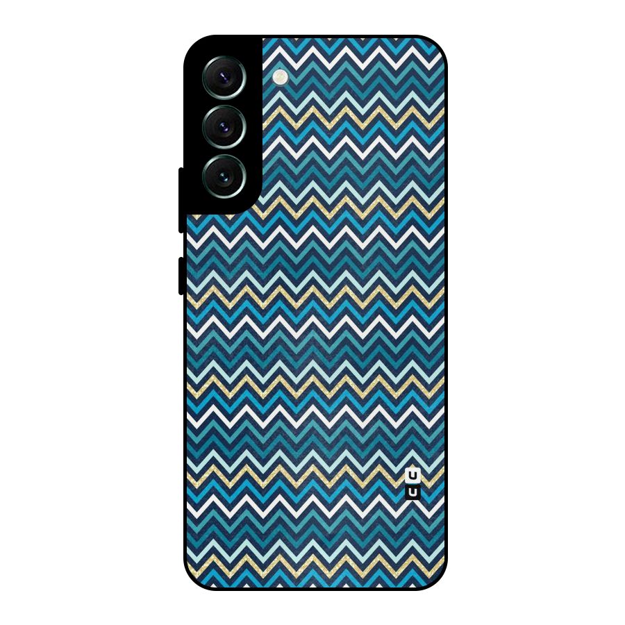 Blue Shades Chevron Pattern Metal Back Case for Galaxy S22 Plus 5G