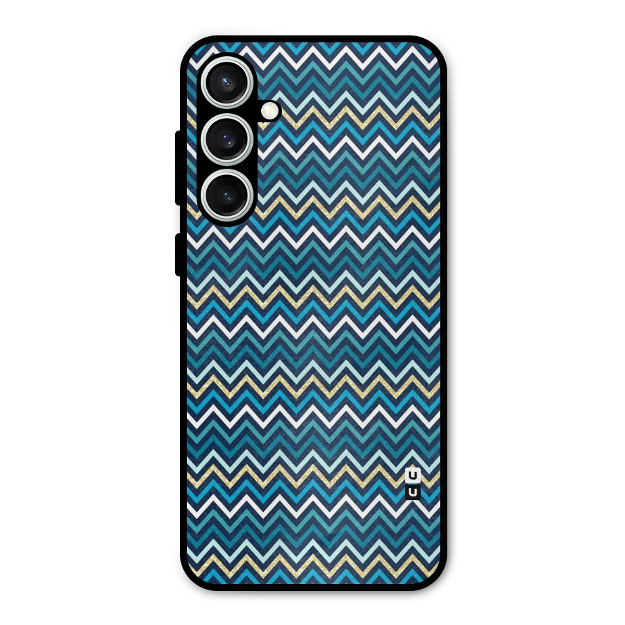 Blue Shades Chevron Pattern Metal Back Case for Galaxy S23 FE