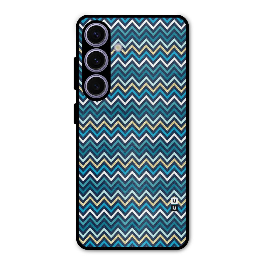 Blue Shades Chevron Pattern Metal Back Case for Galaxy S24