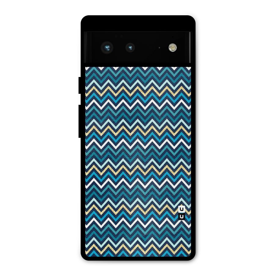 Blue Shades Chevron Pattern Metal Back Case for Google Pixel 6