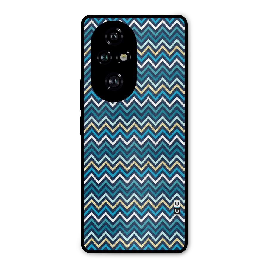 Blue Shades Chevron Pattern Metal Back Case for Honor 200 Pro