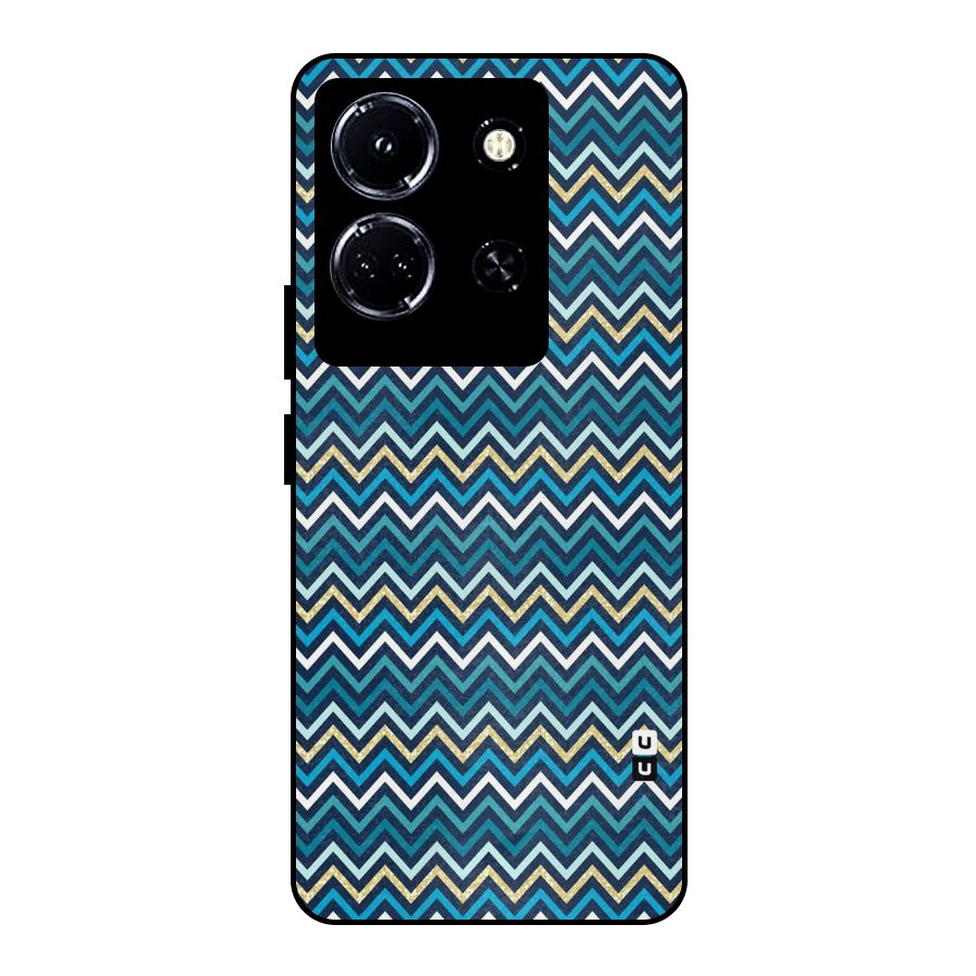 Blue Shades Chevron Pattern Metal Back Case for Infinix Note 30 5G