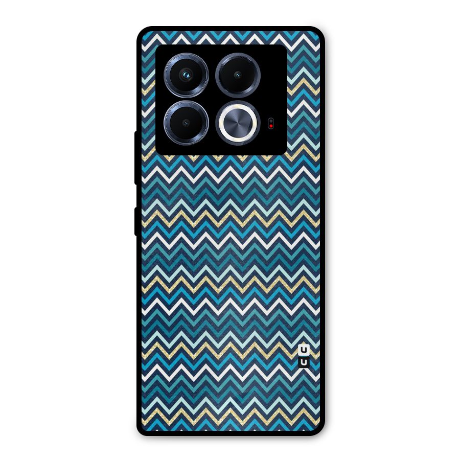Blue Shades Chevron Pattern Metal Back Case for Infinix Note 40 5G