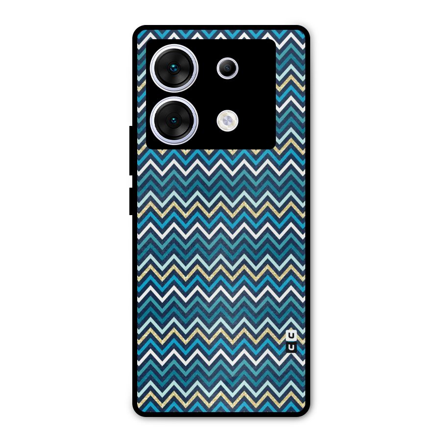 Blue Shades Chevron Pattern Metal Back Case for Infinix Zero 30 5G