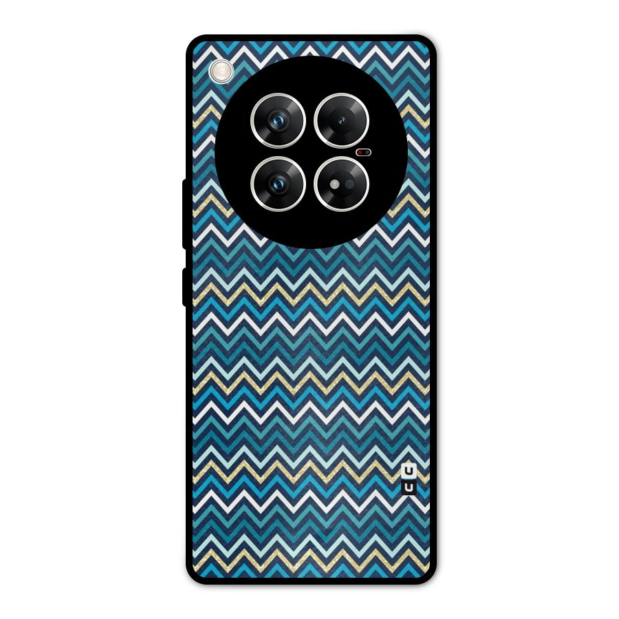 Blue Shades Chevron Pattern Metal Back Case for Infinix Zero 40 5G