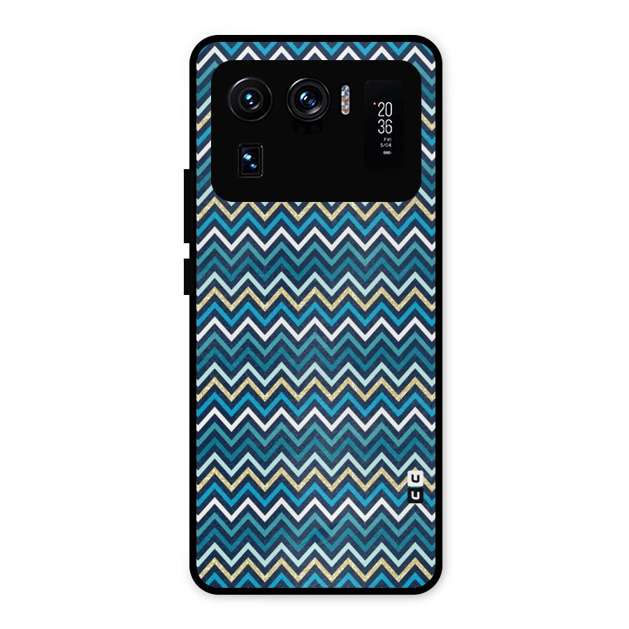 Blue Shades Chevron Pattern Metal Back Case for Mi 11 Ultra