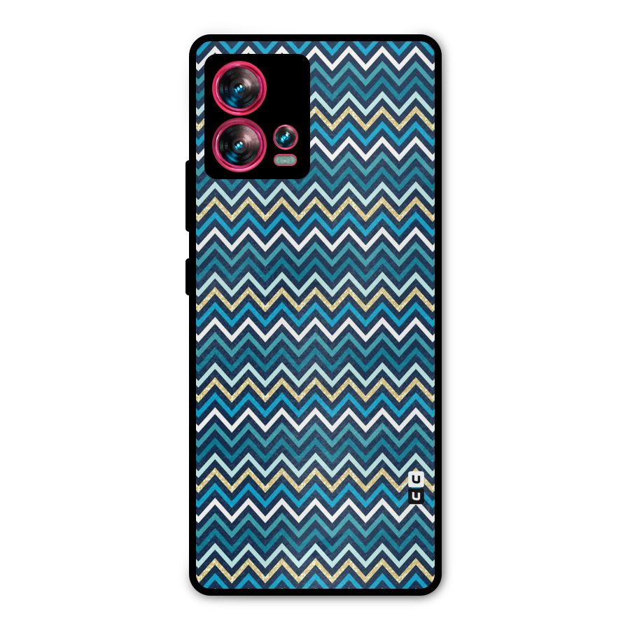Blue Shades Chevron Pattern Metal Back Case for Motorola Edge 30 Fusion