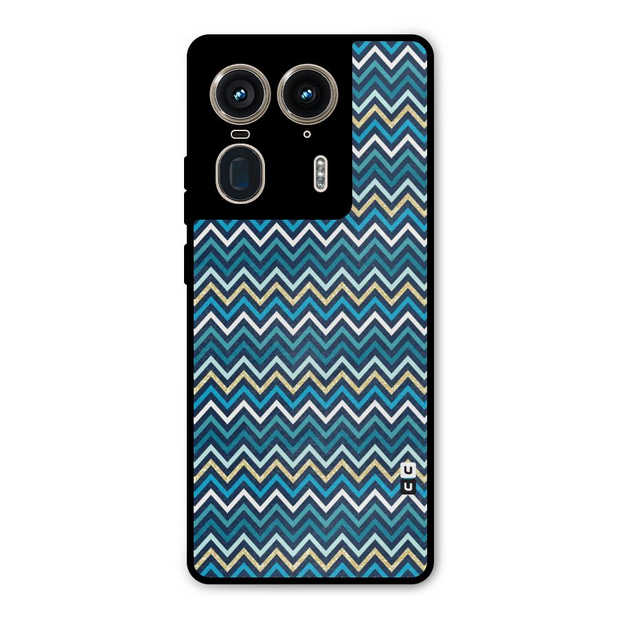 Blue Shades Chevron Pattern Metal Back Case for Motorola Edge 50 Ultra