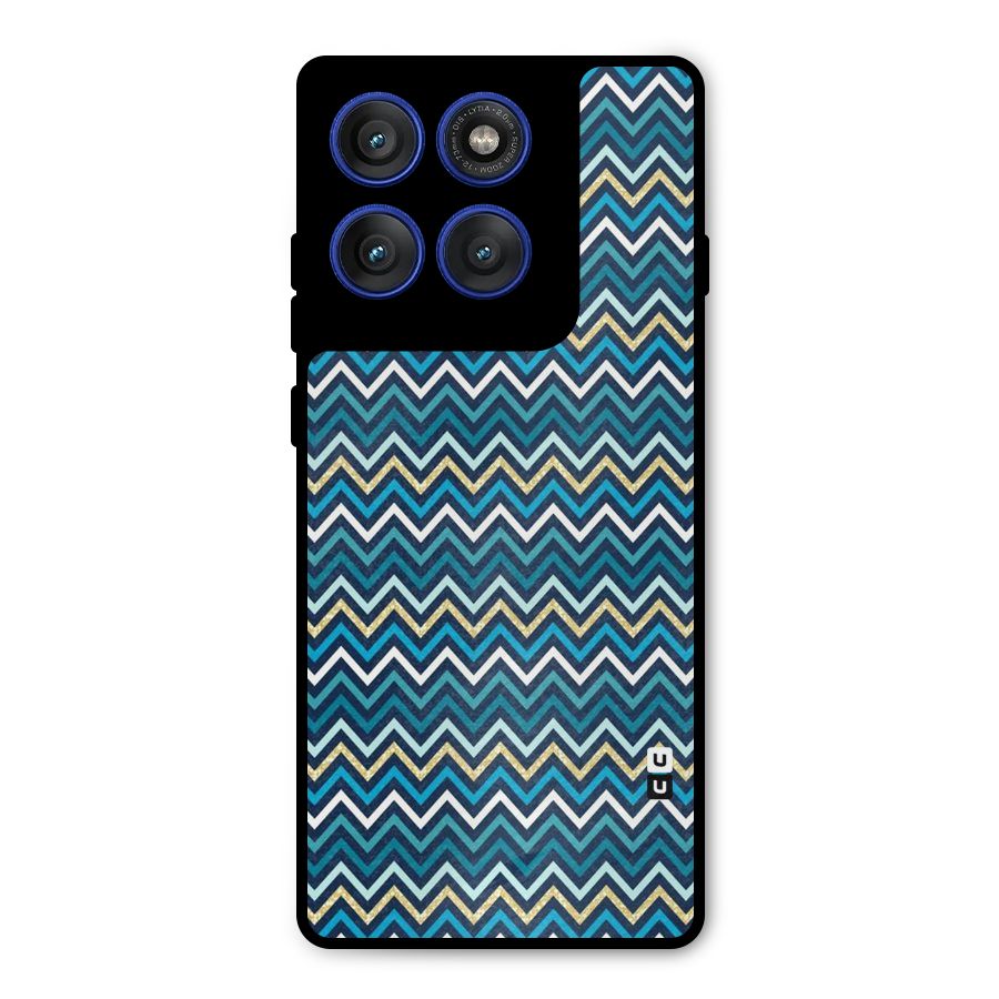 Blue Shades Chevron Pattern Metal Back Case for Motorola Edge 60 Pro