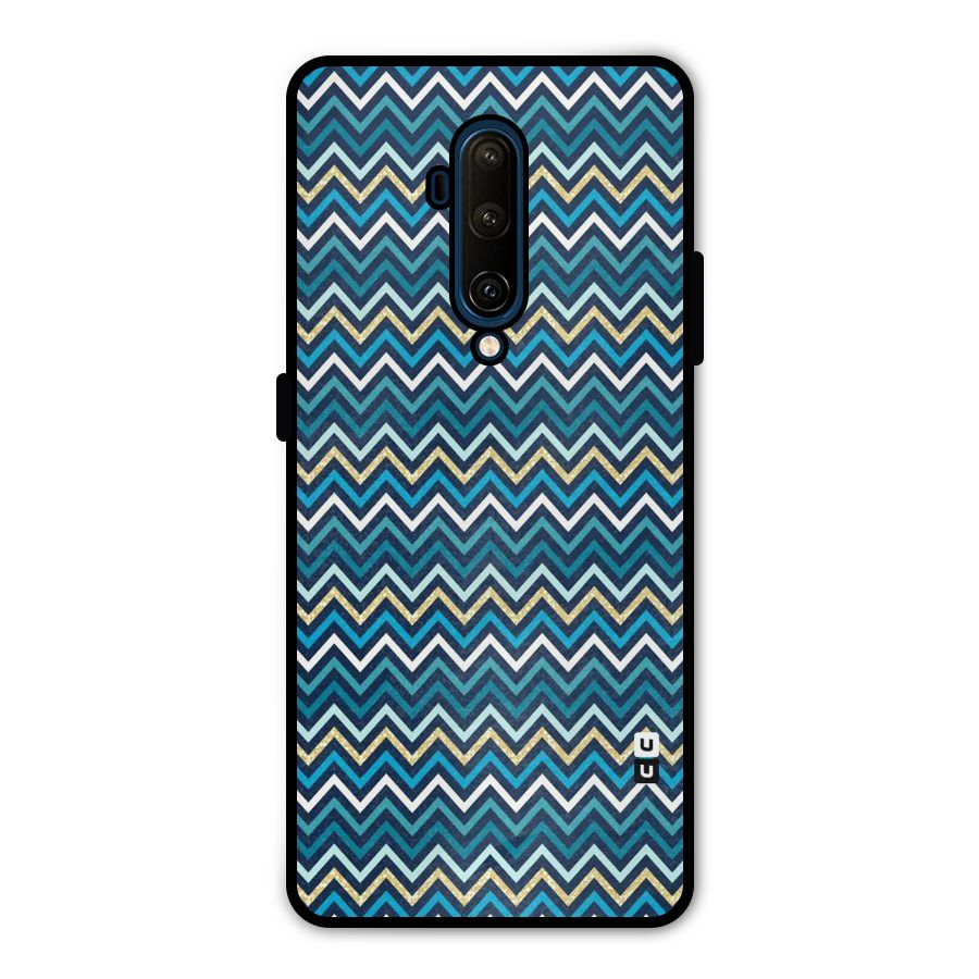 Blue Shades Chevron Pattern Metal Back Case for OnePlus 7T Pro