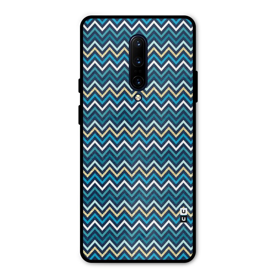 Blue Shades Chevron Pattern Metal Back Case for OnePlus 7 Pro