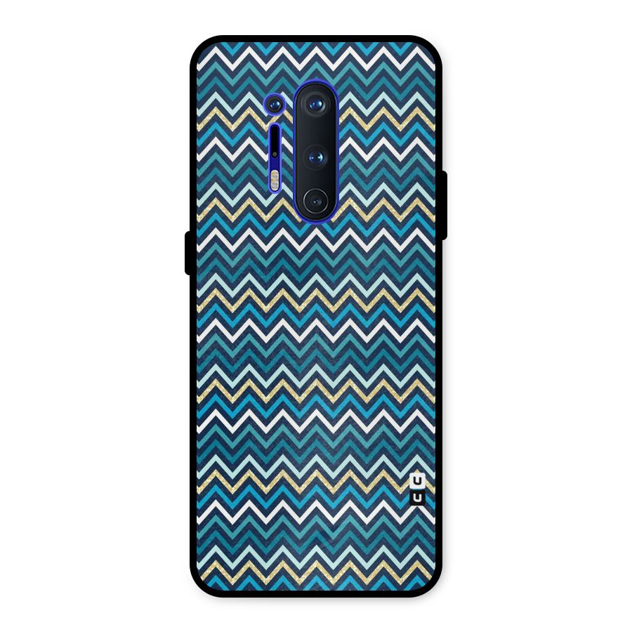 Blue Shades Chevron Pattern Metal Back Case for OnePlus 8 Pro