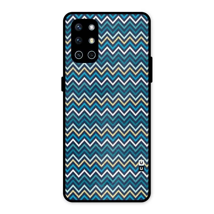 Blue Shades Chevron Pattern Metal Back Case for OnePlus 9R