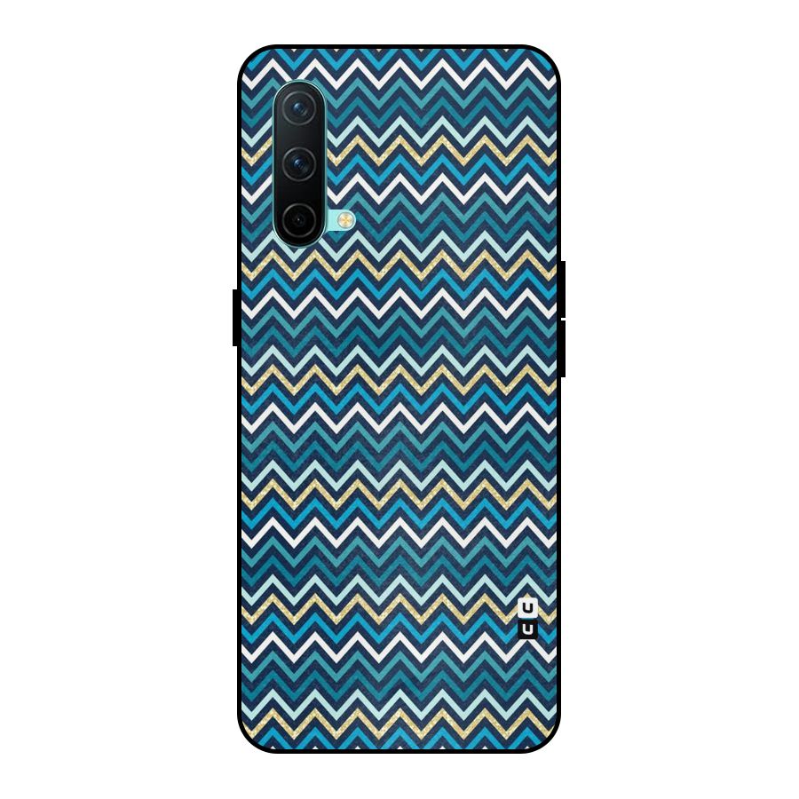 Blue Shades Chevron Pattern Metal Back Case for OnePlus Nord CE 5G