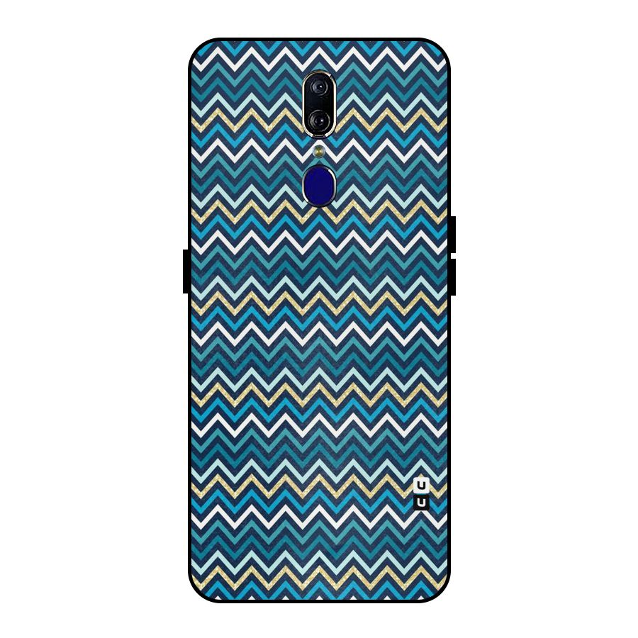 Blue Shades Chevron Pattern Metal Back Case for Oppo F11